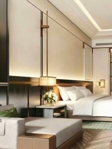 hotel guest room FF&E furniture fixtures equipment beds wardrobes lighting